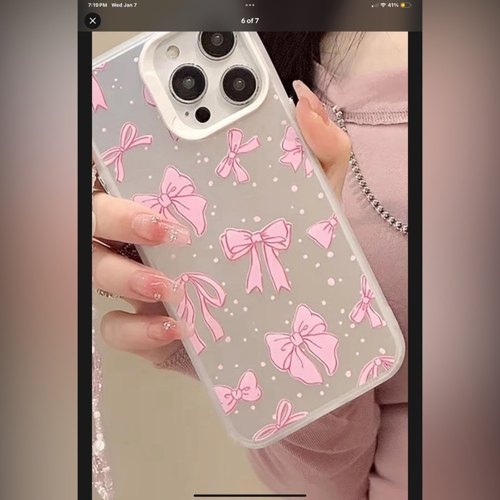Pink Bow Pattern Phone Case - Picture 4 of 6